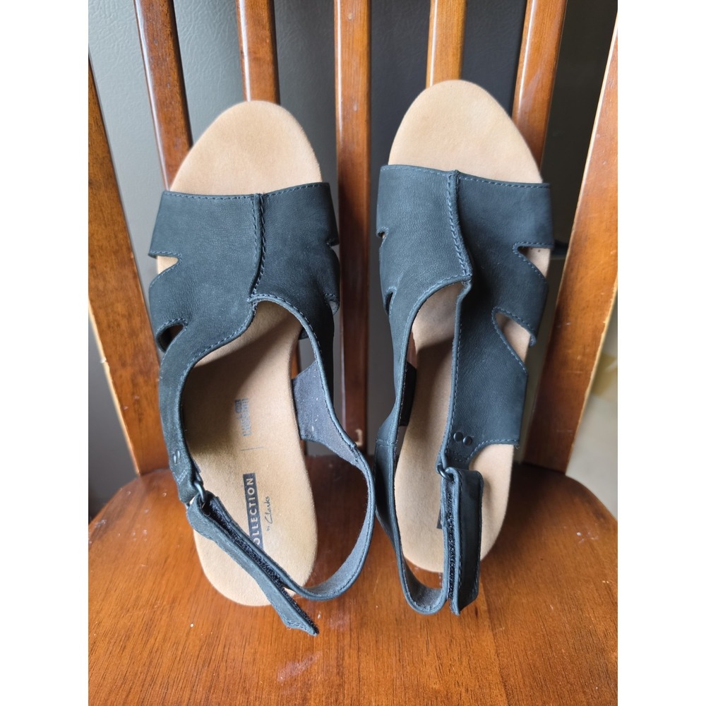 Clarks Annadel Eirwyn Black Slingback‎ Wedge Sandel -Women's Size 10 M